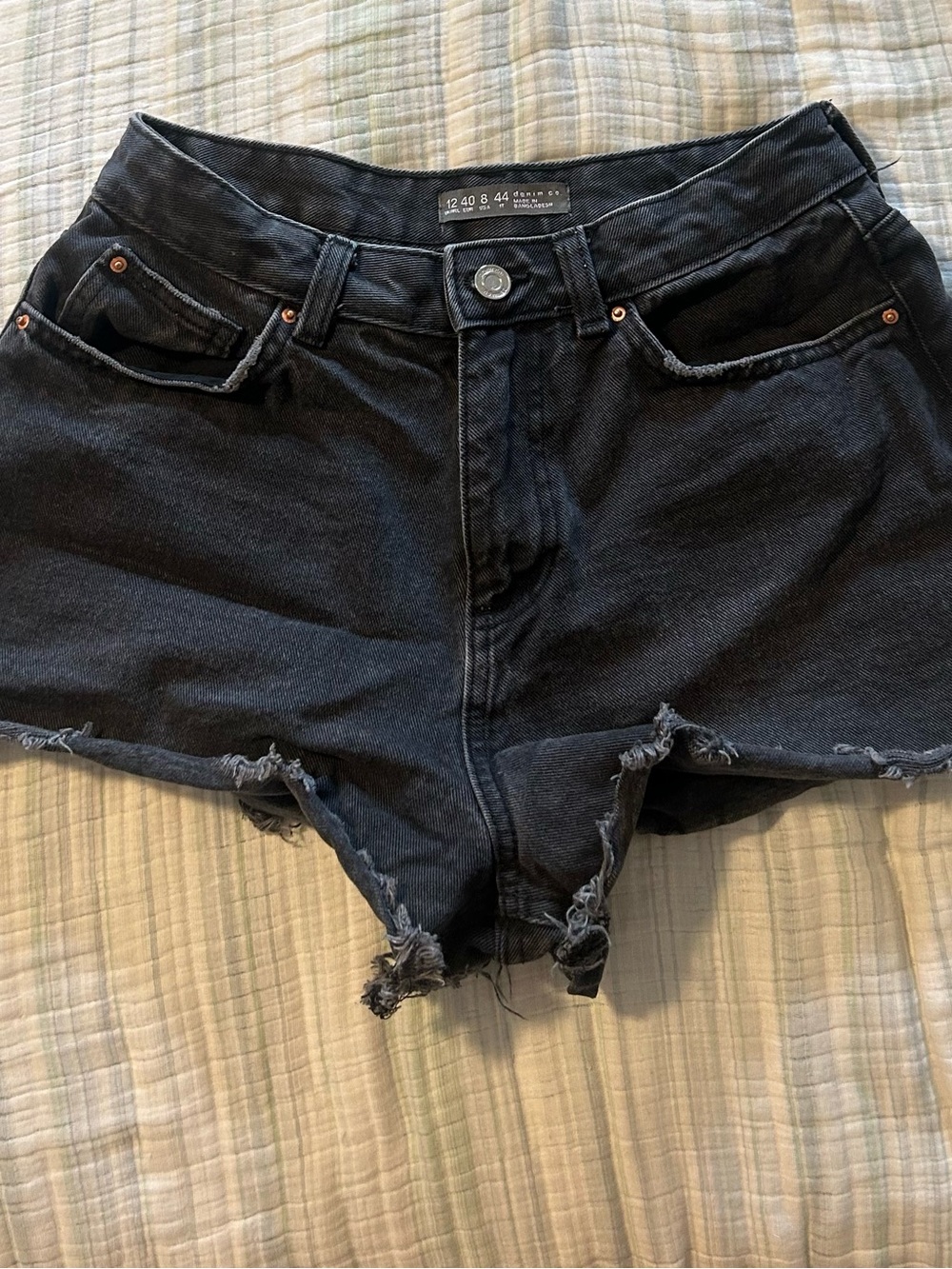 Primark Black High-Waist Distressed Denim Shorts